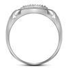 Image 2 : Sterling Silver Mens Diamond Square Frame Cluster Ring 1/10 Cttw Sterling Silver