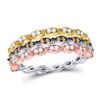 Image 1 : Brown Diamond Convertible Band Ring 3/8 Cttw 10kt Tri-Tone Gold