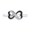 Image 2 : Black Color Enhanced Diamond Infinity Ring 1/10 Cttw Sterling Silver
