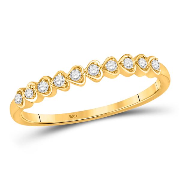 Diamond Heart Stackable Band Ring 1/10 Cttw 10kt Yellow Gold