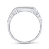Image 3 : Mens Diamond Rectangle Cluster Ribbed Ring 1/2 Cttw 10kt White Gold