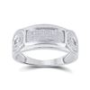Image 3 : Sterling Silver His Hers Diamond Cluster Matching Wedding Set 1/2 Cttw Sterling Silver