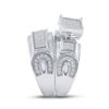 Image 4 : Sterling Silver His Hers Diamond Cluster Matching Wedding Set 1/2 Cttw Sterling Silver