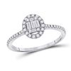 Image 1 : Baguette Diamond Oval Cluster Ring 1/3 Cttw 14kt White Gold