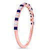 Image 3 : Princess Blue Sapphire Diamond Stackable Band Ring 3/8 Cttw 10kt Rose Gold