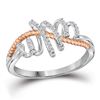 Image 1 : Diamond Rope Pigtail Spiral Band Ring 1/12 Cttw 10kt Two-tone Gold