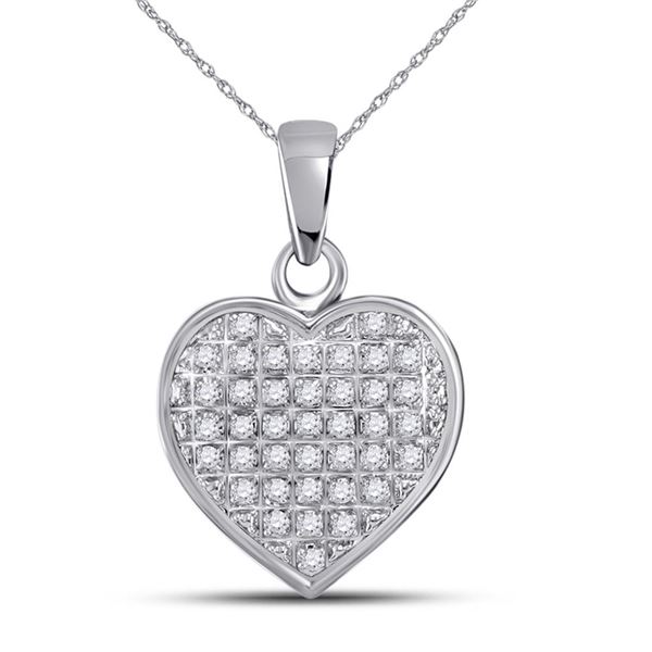 Diamond Heart Cluster Pendant 1/10 Cttw 10kt White Gold