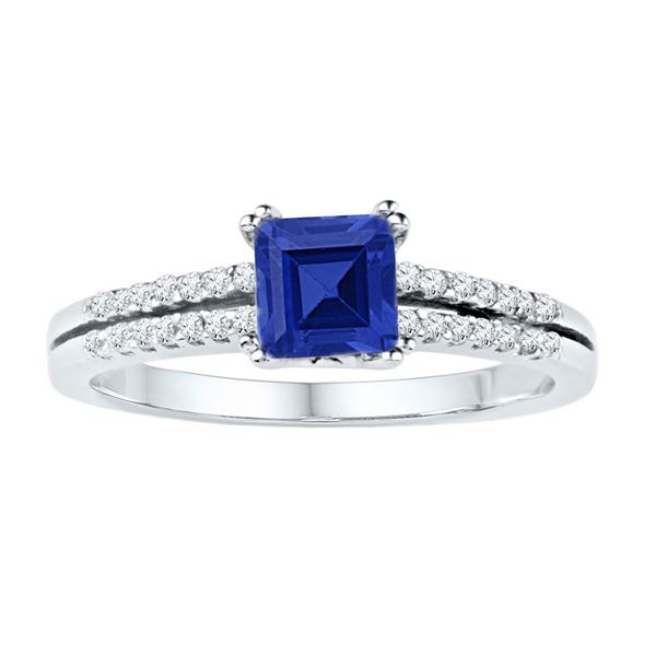 Princess Lab-Created Blue Sapphire Solitaire Ring 1 Cttw 10kt White Gold