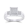 Image 1 : Diamond Square Cluster Ring 1/10 Cttw Sterling Silver