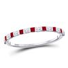 Image 1 : Princess Ruby Diamond Alternating Stackable Band Ring 3/8 Cttw 10kt White Gold
