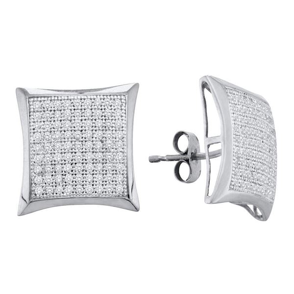 Diamond Convex Square Kite Cluster Earrings 1/2 Cttw 10kt White Gold