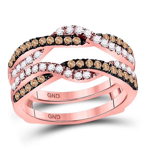Brown Diamond Solitaire Enhancer Wedding Band 1/2 Cttw 14kt Rose Gold