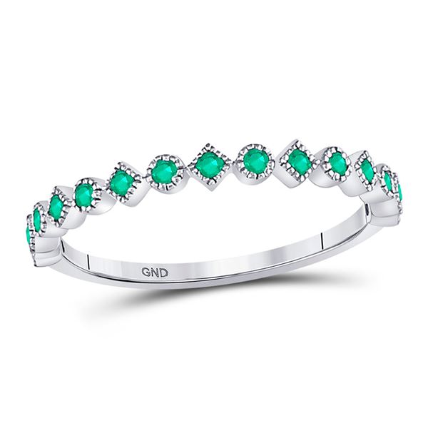 Emerald Square Dot Stackable Band Ring 1/5 Cttw 10kt White Gold