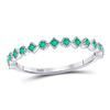 Image 1 : Emerald Square Dot Stackable Band Ring 1/5 Cttw 10kt White Gold