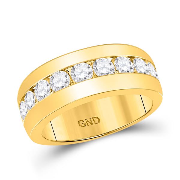 Mens Diamond Single Row Channel-set Band Ring 2 Cttw 14kt Yellow Gold