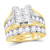 Image 1 : Princess Diamond Bridal Wedding Ring Band Set 4 Cttw 14kt Yellow Gold