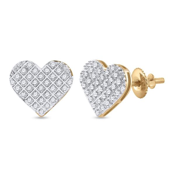 Diamond Heart Earrings 1/5 Cttw 10kt Yellow Gold