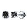 Image 1 : Black Color Enhanced Diamond Solitaire Stud Earrings 1/20 Cttw Sterling Silver