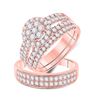 Image 1 : His Hers Diamond Cluster Matching Wedding Set 1-3/4 Cttw 14kt Rose Gold