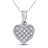 Image 1 : Diamond Simple Heart Cluster Pendant 1/20 Cttw 10kt White Gold