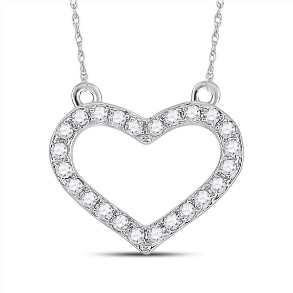 Diamond Heart Necklace 1/6 Cttw 14kt White Gold