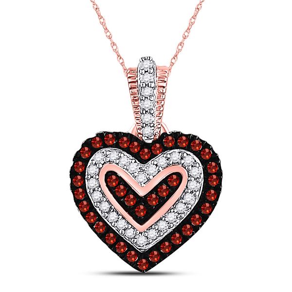 Red Color Enhanced Diamond Small Heart Pendant 1/5 Cttw 10kt Rose Gold