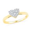 Image 1 : Diamond Simple Heart Cluster Ring 1/6 Cttw 10kt Yellow Gold