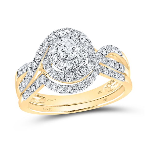 Diamond Swirl Bridal Wedding Ring Band Set 1 Cttw 14kt Yellow Gold