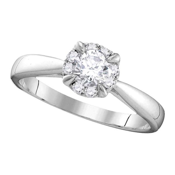 Diamond Solitaire Bridal Wedding Engagement Ring 1/2 Cttw 14kt White Gold