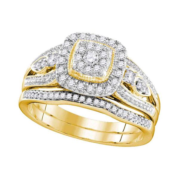 Diamond Bridal Wedding Ring Band Set 3/8 Cttw 10kt Yellow Gold