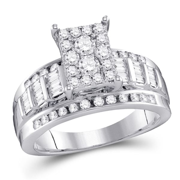 Diamond Cluster Bridal Wedding Engagement Ring 1/2 Cttw 10kt White Gold