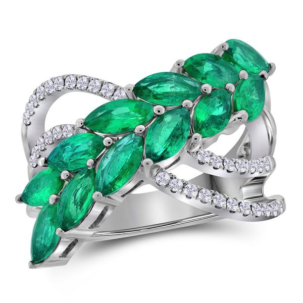 Marquise Emerald Fashion Ring 2-1/2 Cttw 18kt White Gold