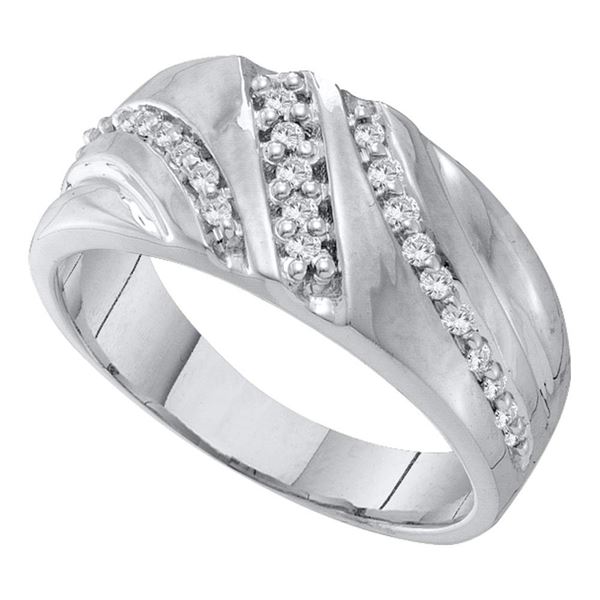 Mens Diamond Band Ring 1/4 Cttw 10kt White Gold