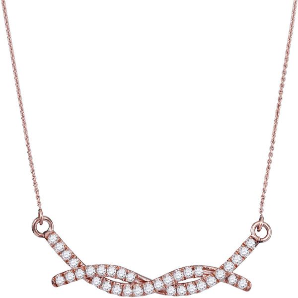 Diamond Twist Bar Fashion Necklace 1/2 Cttw 10kt Rose Gold