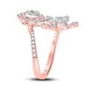 Image 4 : Baguette Diamond Bypass Flower Cocktail Ring 1-1/3 Cttw 14kt Rose Gold
