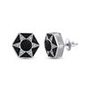 Image 1 : Sterling Silver Black Color Enhanced Diamond Hexagon Star Cluster Earrings 1/5 Cttw Sterling Silver