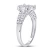 Image 2 : Diamond Flower Cluster Ring 1 Cttw 14kt White Gold