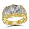 Image 1 : Mens Diamond Symmetrical Arched Square Cluster Ring 1/3 Cttw 10kt Yellow Gold