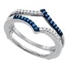 Image 1 : Blue Color Enhanced Diamond Enhancer Wedding Band 1/5 Cttw 10kt White Gold