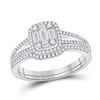Image 1 : Baguette Diamond Bridal Wedding Ring Band Set 1/2 Cttw 14kt White Gold