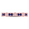 Image 2 : Blue Sapphire Diamond Stackable Band Ring 1/4 Cttw 10kt Rose Gold