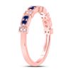 Image 3 : Blue Sapphire Diamond Stackable Band Ring 1/4 Cttw 10kt Rose Gold