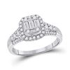 Image 1 : Baguette Diamond Square Cluster Ring 3/4 Cttw 14kt White Gold