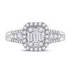 Image 2 : Baguette Diamond Square Cluster Ring 3/4 Cttw 14kt White Gold