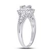 Image 3 : Baguette Diamond Square Cluster Ring 3/4 Cttw 14kt White Gold