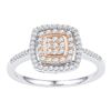 Image 1 : Diamond Square Frame Cluster Ring 3/8 Cttw 10kt White Rose-tone Gold