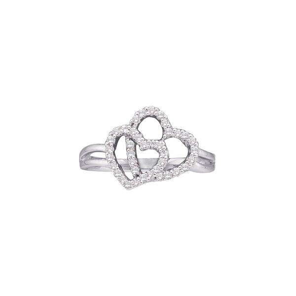 Diamond Double Heart Ring 1/4 Cttw 14kt White Gold