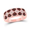 Image 1 : Red Color Enhanced Diamond Checkered Band 1/2 Cttw 10kt Rose Gold