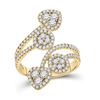 Image 1 : Diamond Bypass Cluster Heart Ring 1-1/4 Cttw 14kt Yellow Gold