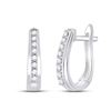 Image 1 : Diamond Oblong Hoop Earrings 1/4 Cttw 10kt White Gold